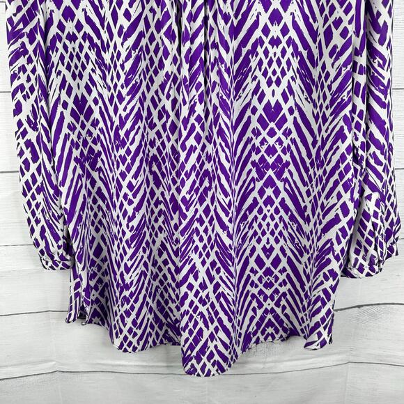 NYDJ Womens size Large Popover 3/4 Sleeve Geometric Blouse Top Purple - Picture 6 of 7
